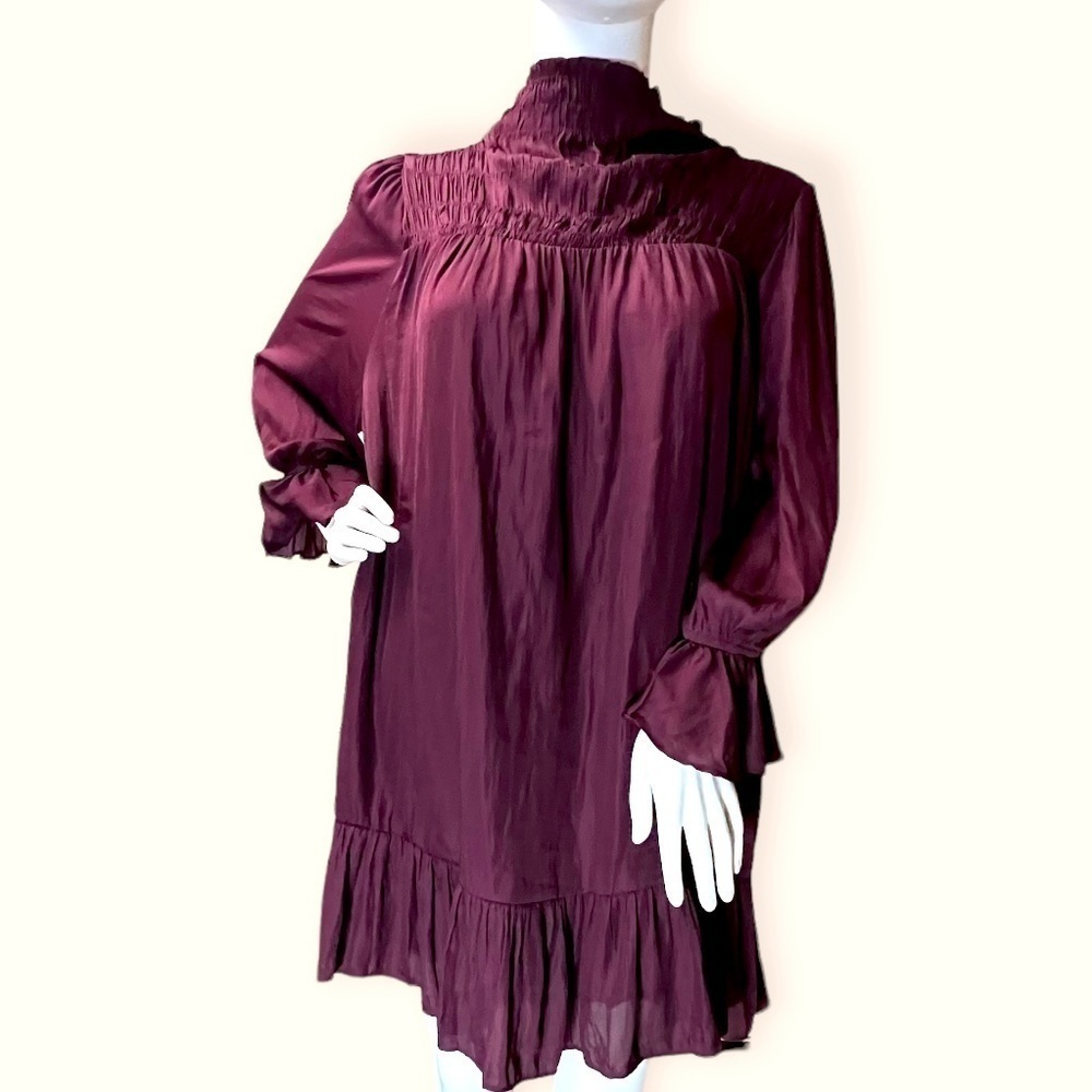 New! Smocked Neck Long Sleeve Mini Dress Size Small by The Impeccable Pig